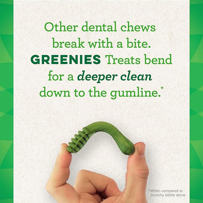 Greenies Original Teenie Natural Dental Care Dog Treats, 3 oz. Pack (11 Treats) (Pack of 2)