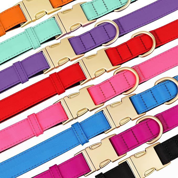 Didog Soft Padded Dog Collars for Small Dogs, Colorful and Durable Dog Collar with Quick Release Buckle, Light and Breathable for Daily Walking, Orange, S