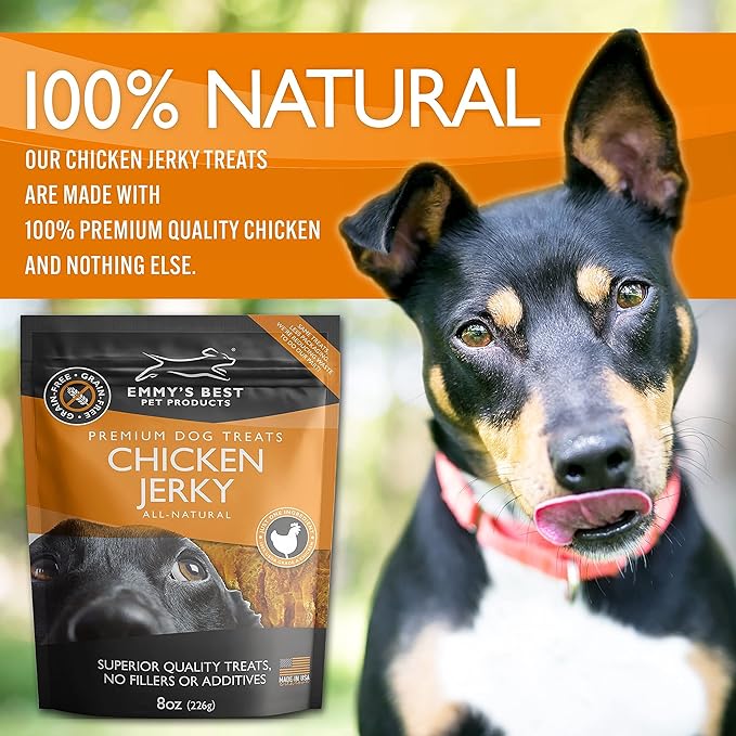 Emmy's Best EBPP Chicken Jerky Dog Treats Made in USA - 100% Natural Jerky Treats Made with Real Chicken - Grilled Chicken Strips for Medium Dogs, Large and Small Dogs