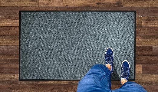 M+A Matting WaterHog Diamond | Commercial-Grade Entrance Mat with Rubber Border – Indoor/Outdoor, Quick Drying, Stain Resistant Door Mat (Bluestone, 3' x 4')